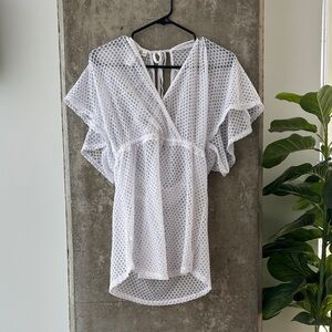 La Vie En Rose White Mesh Swim Coverup